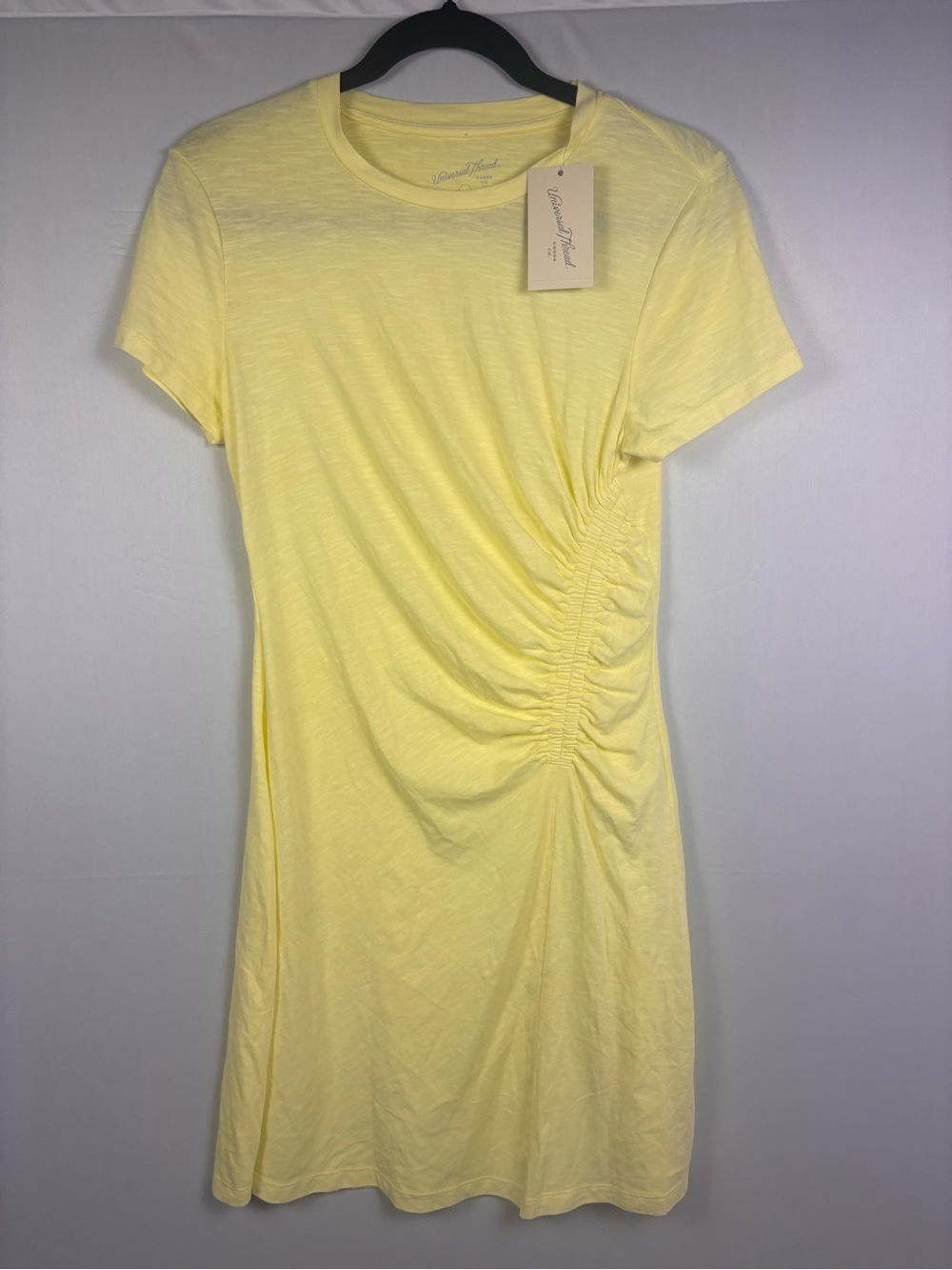 Universal Thread Butter Yellow Ruched T-Shirt Dress XS NWT